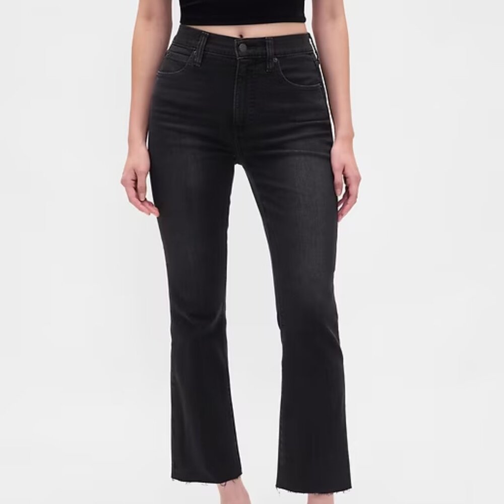 GAP Black Kick Fit High Rise Flare Wide Leg Jeans 25 0